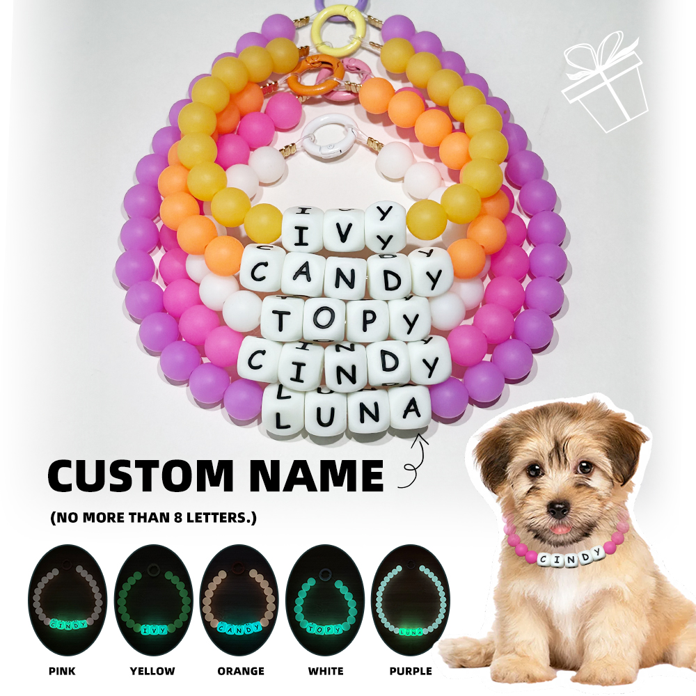 Dog Muzzle Silicone - Customizable Dog Cat Beaded Collar Personalize