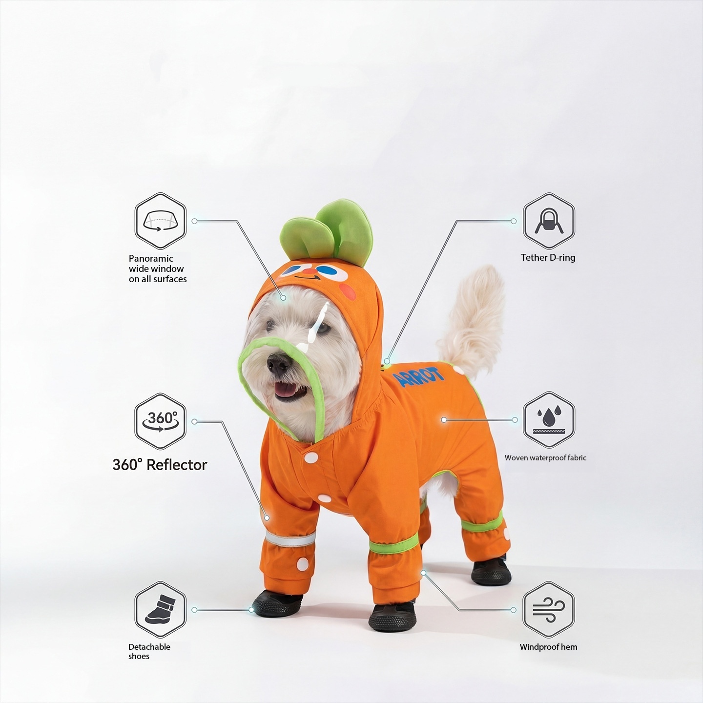 Orange Carrot Dog Raincoat Fou – обзор и цена Dog Raincoat