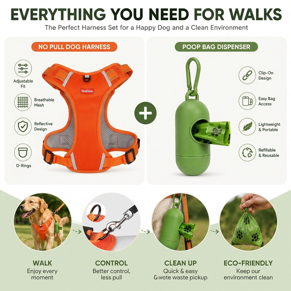 Pet Dog Harness Set with Poop  – обзор и цена No Pull Dog Harness